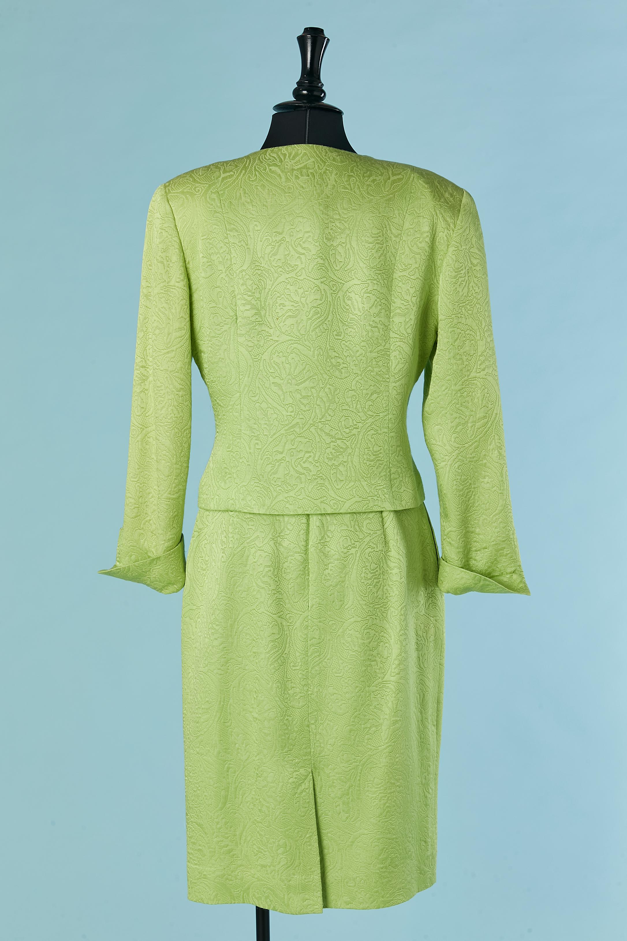 Green brocade skirt-suit Christian Dior For Sale 2