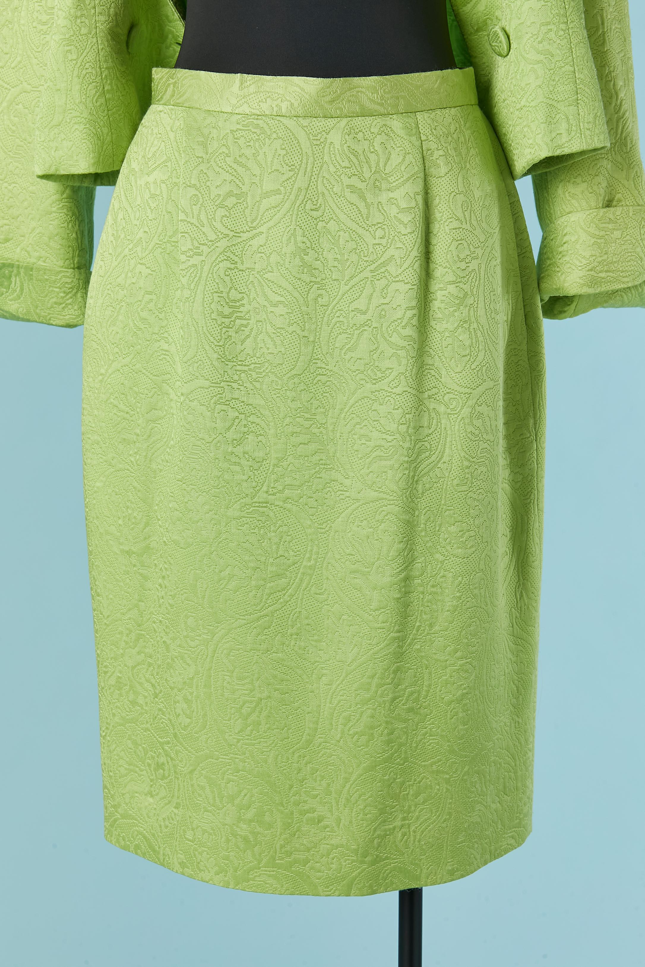 Green brocade skirt-suit Christian Dior For Sale 3