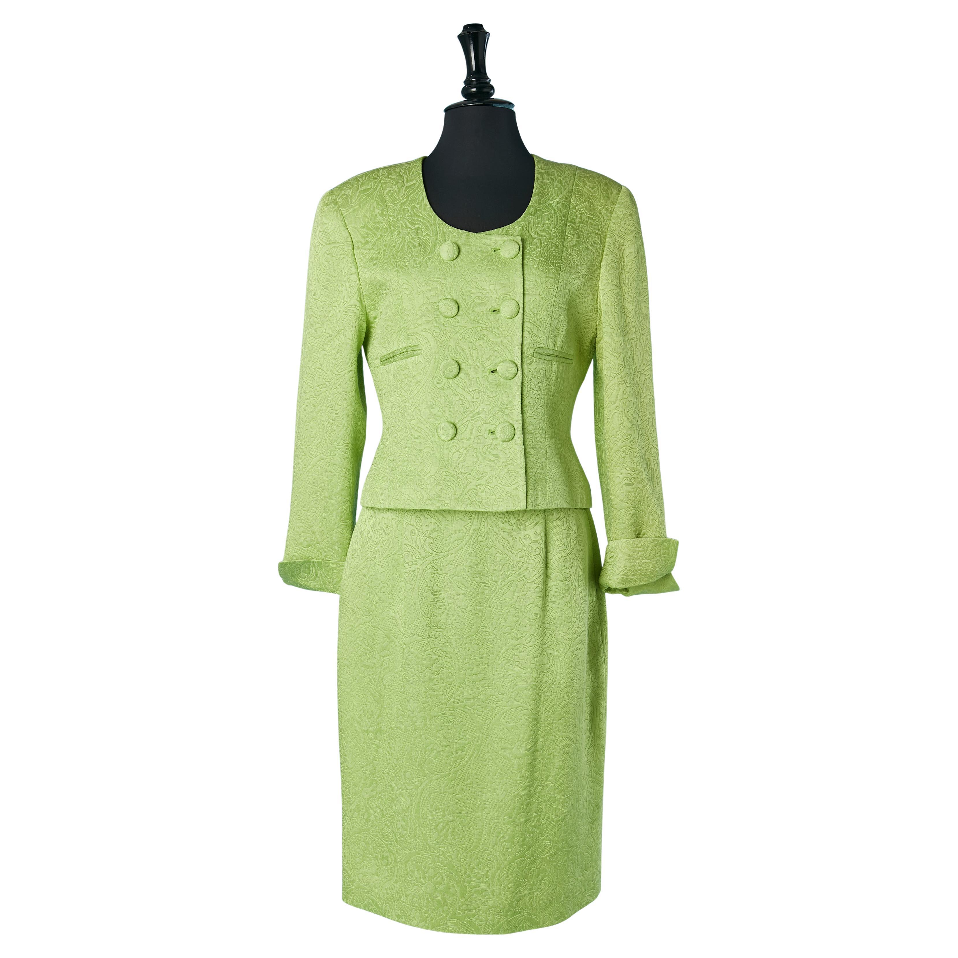 Green brocade skirt-suit Christian Dior