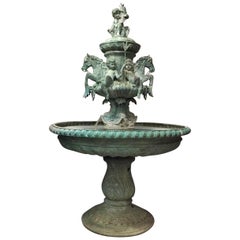 Vintage Green Bronze Figural Fountain