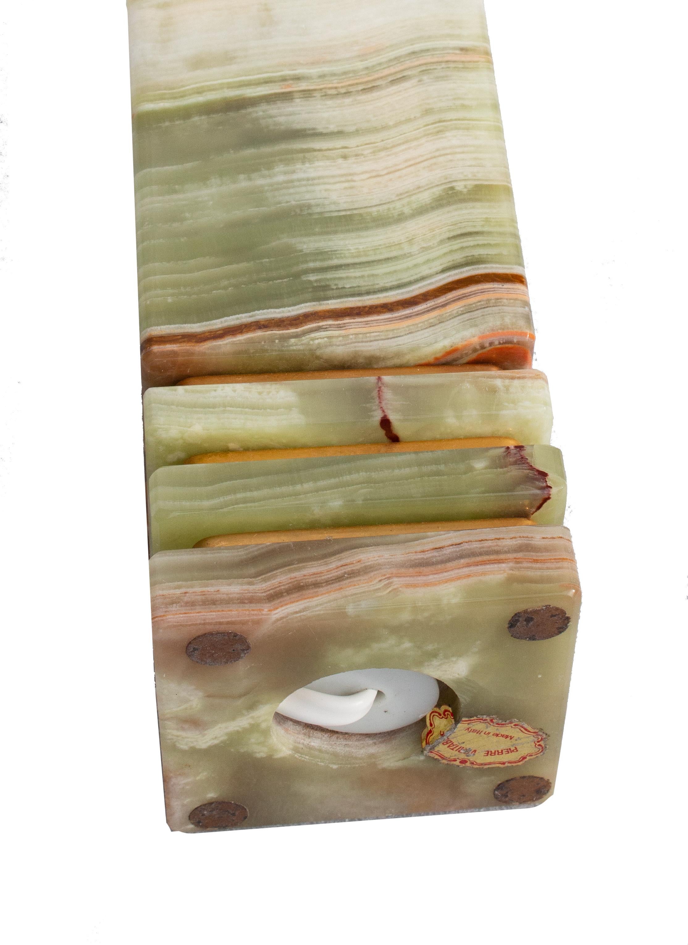 Lampe de table en onyx vert, brun et beige par Maison Pierre, Italie des années 1960 Bon état - En vente à Stockholm, SE