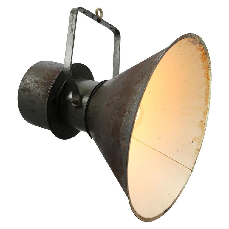 20th Century Green Brown Metal Vintage Industrial Pendant Lights For Sale