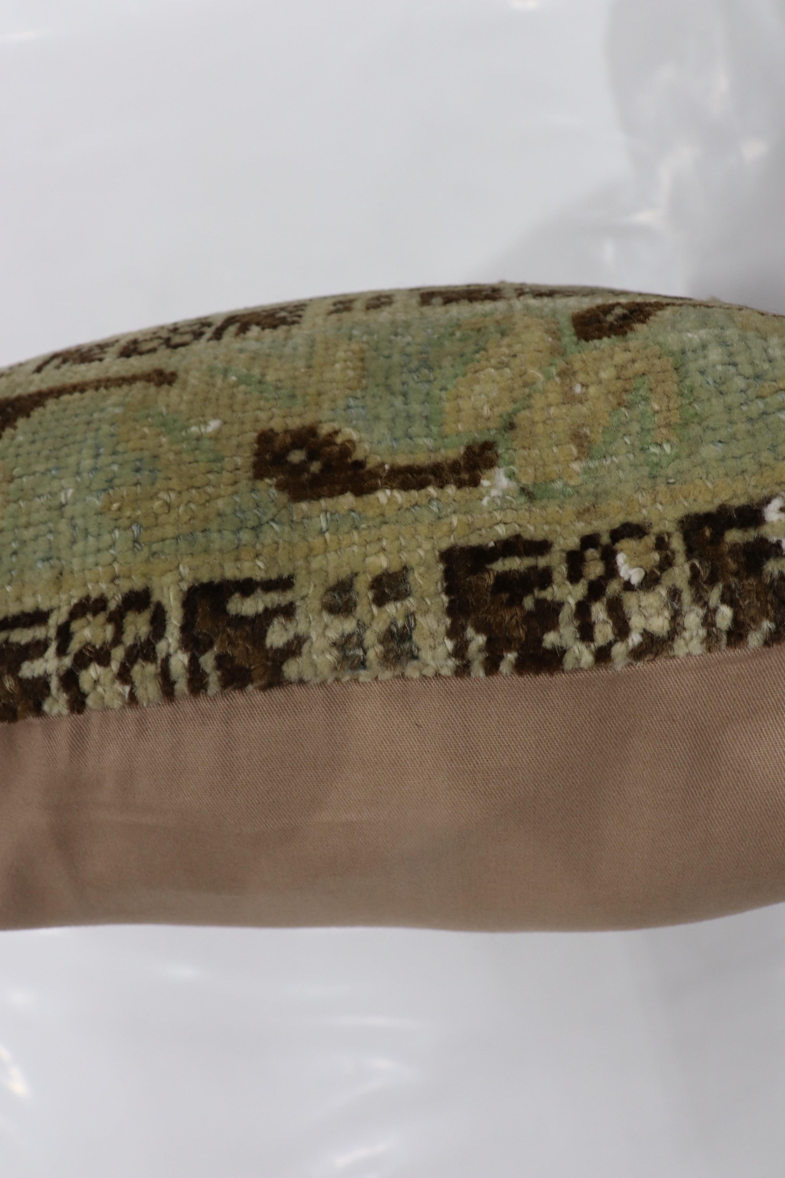  Green Brown Persian Antique Rug Pillow In Good Condition In New York, NY