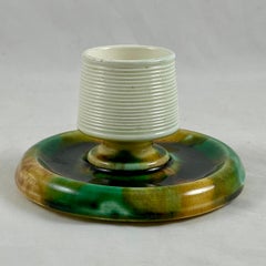 Green & Brown Tortoiseshell Glazed English Majolica Match Striker