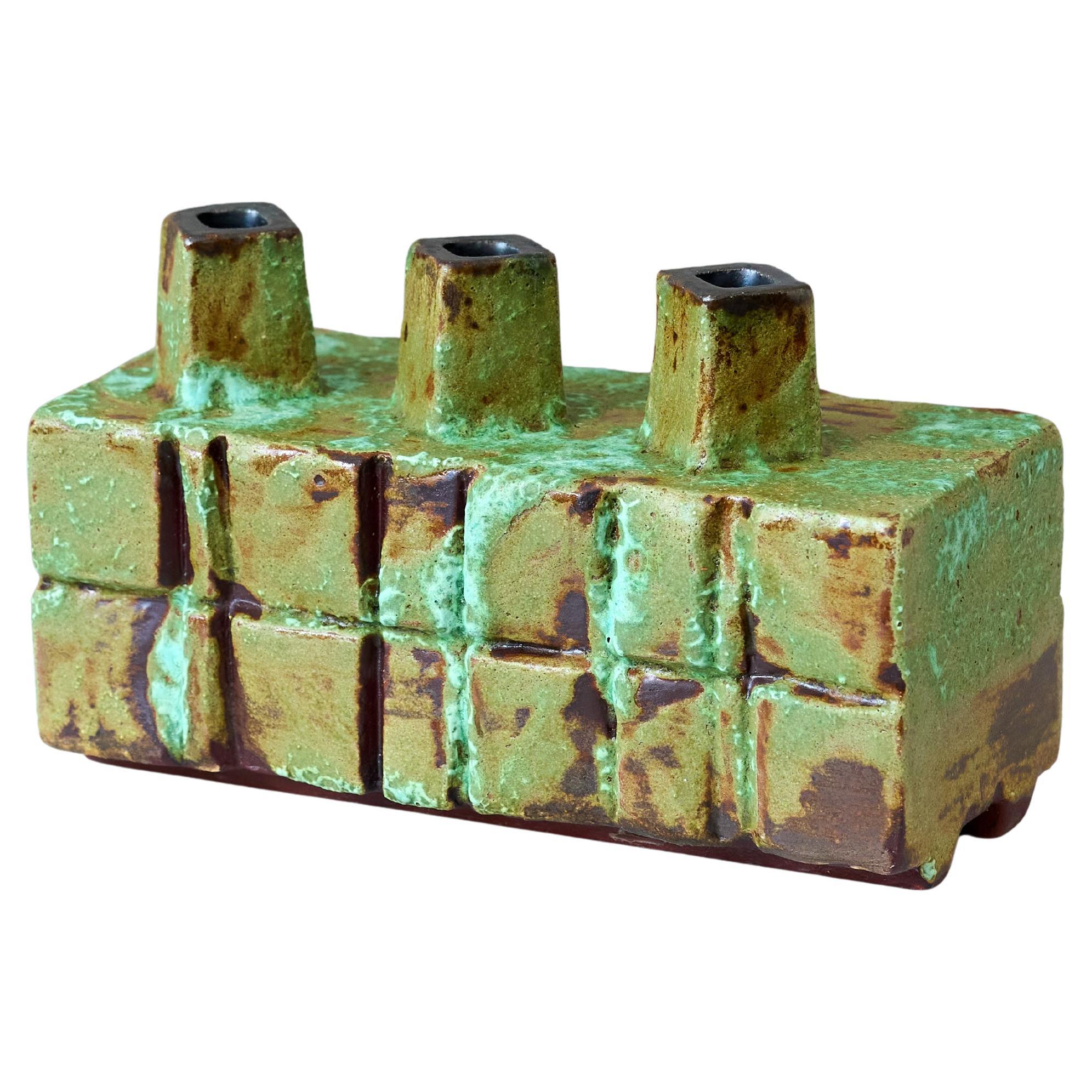 Green Brutalist Ceramic Vase by Helmut Friedrich Schäffenacker. Germany, 1960s.