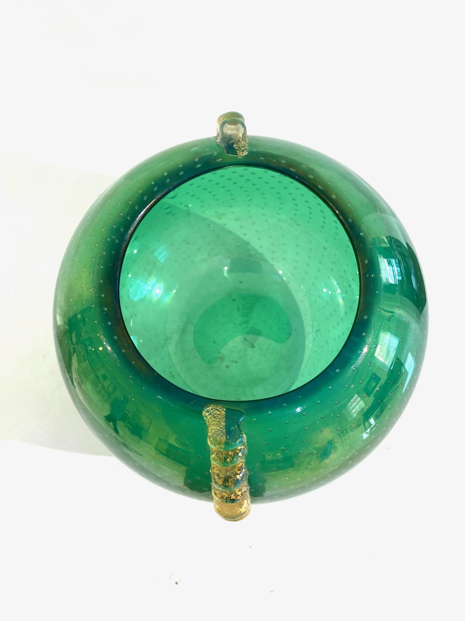 Green Bulicante Glass Vase by Barovier e Toso For Sale 1