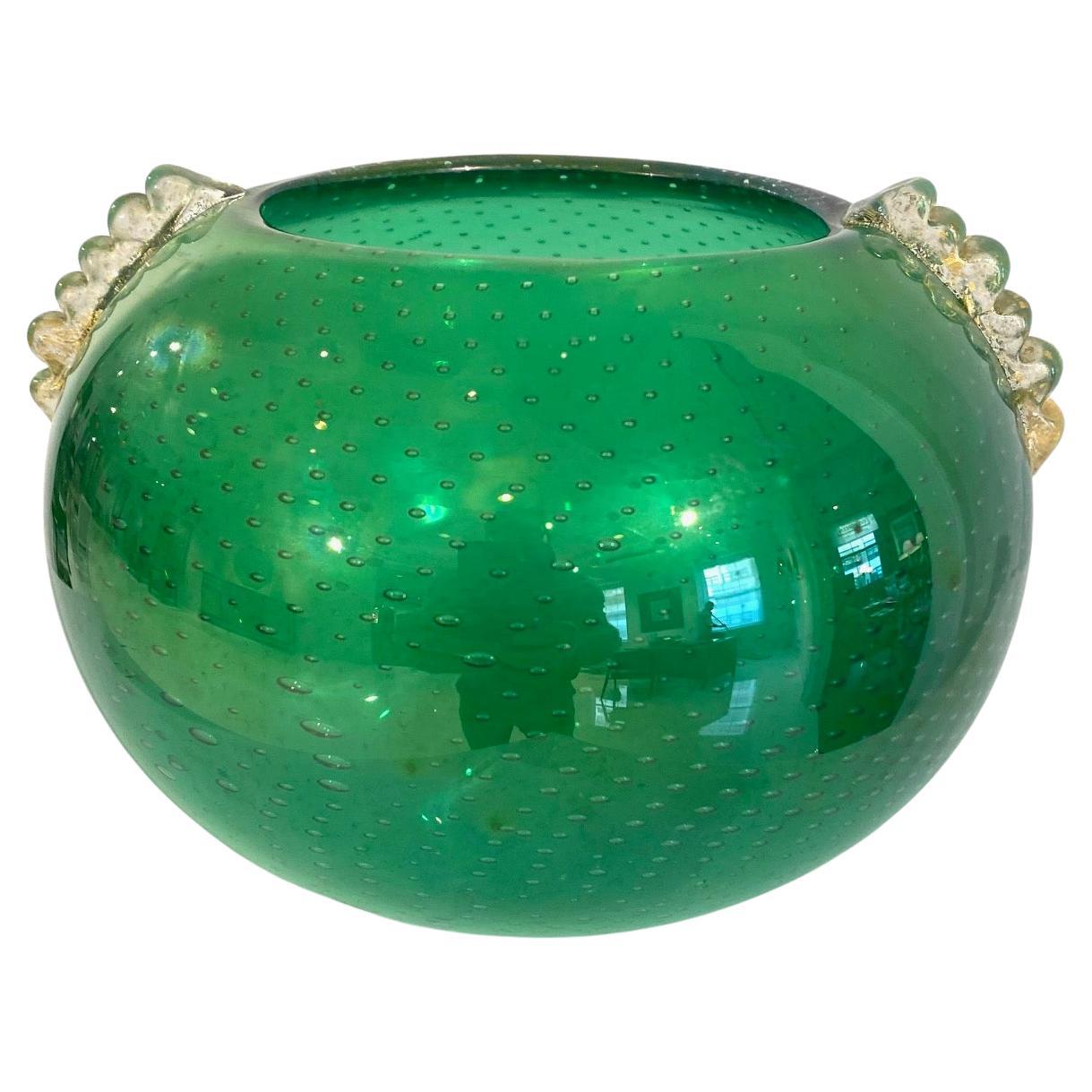 Green Bulicante Glass Vase by Barovier e Toso For Sale