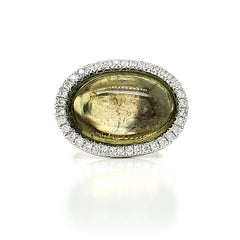 Green Cab Tourmaline Cts 15.51 Diamond Engagement Ring