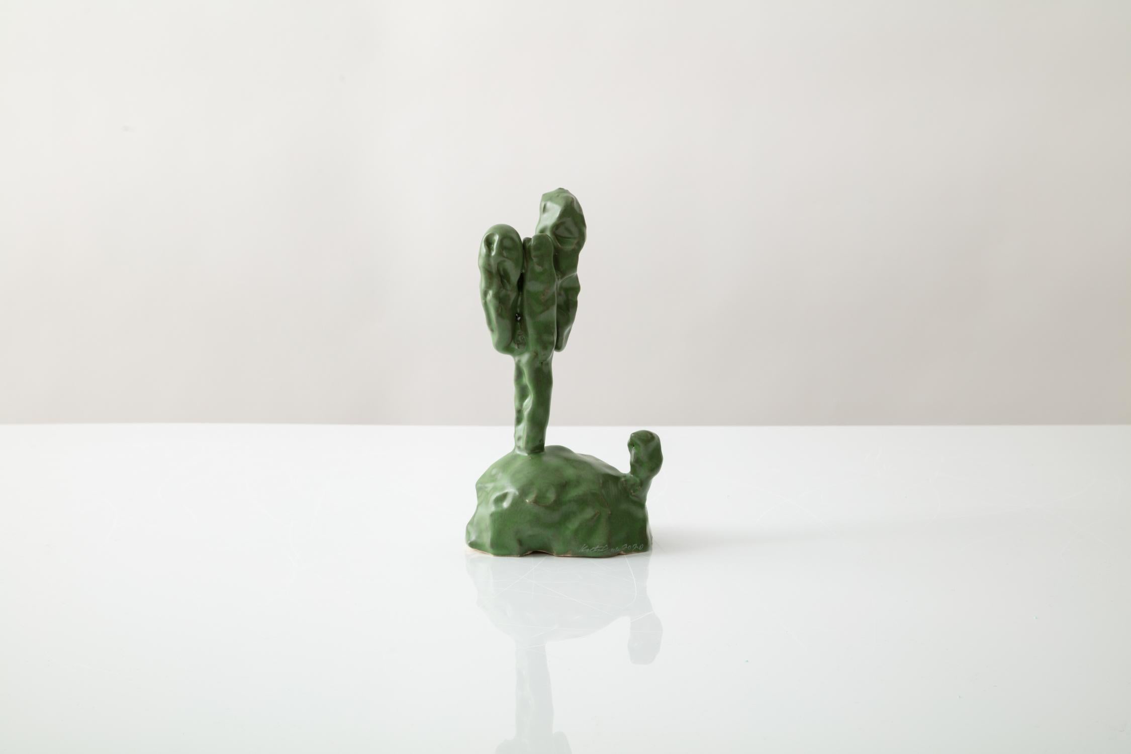 „“Grüne Kaktusskulptur“ aus glasierter Keramik (Moderne) im Angebot