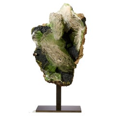 Calcita verde con mottramita Objeto decorativo Sobremesa Cristal de roca