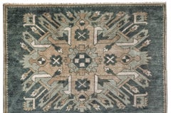 Green, Camel and Blue Handmade Wool Turkish Old Anatolian Konya Rug