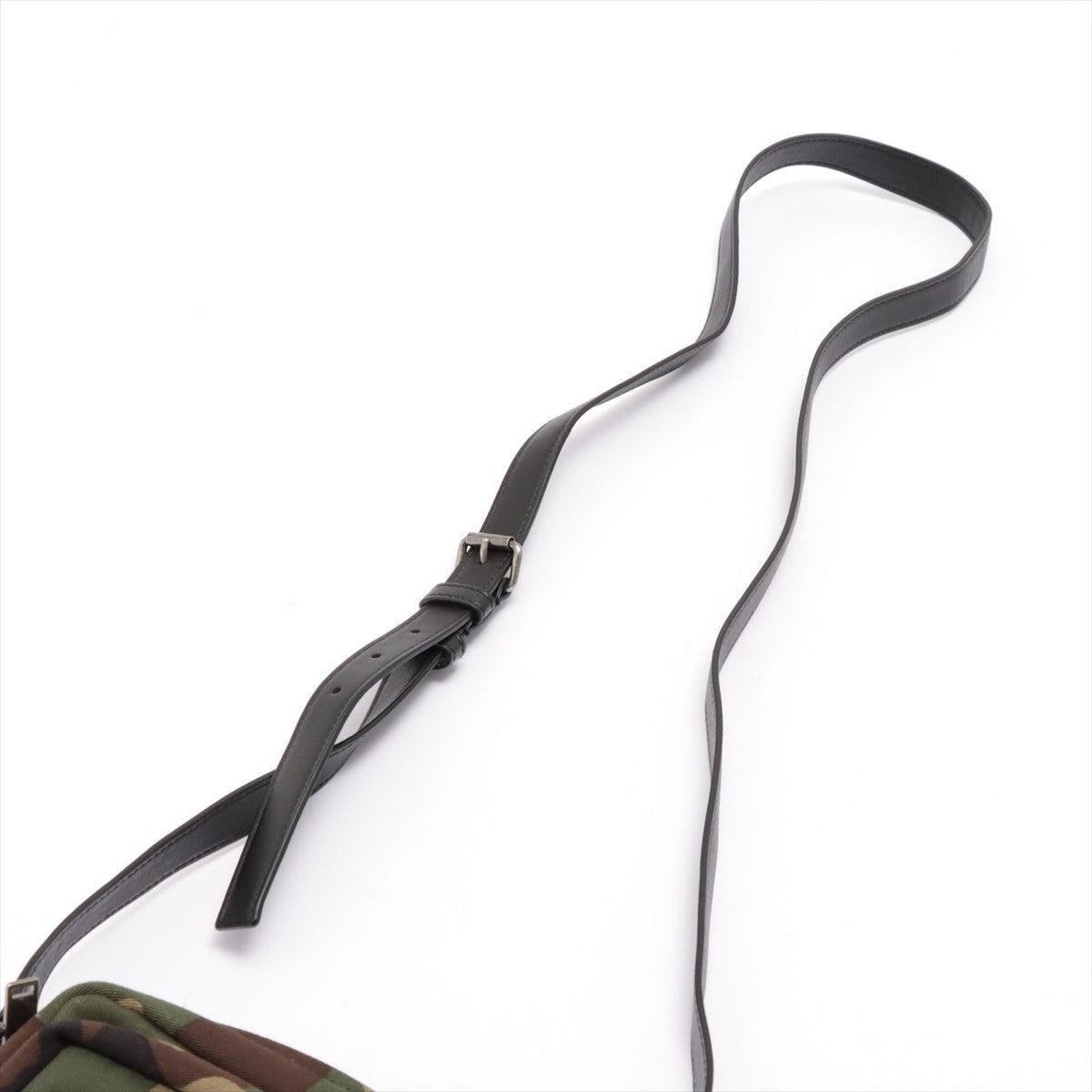 Women's Green Camouflage printed canvas Saint Laurent Sacoche bag with silver-tone For Sale