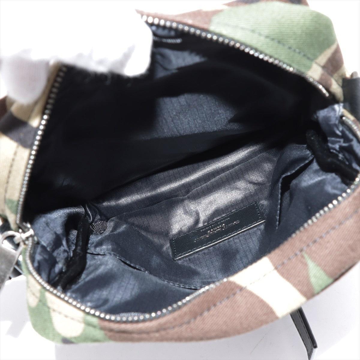 Green Camouflage printed canvas Saint Laurent Sacoche bag with silver-tone For Sale 1