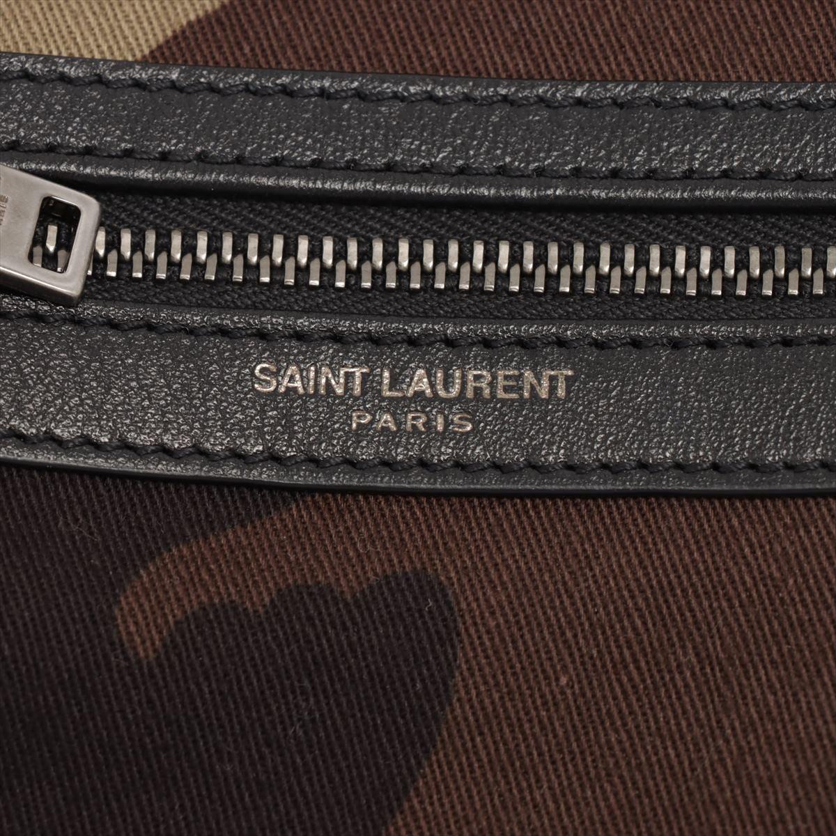Green Camouflage printed canvas Saint Laurent Sacoche bag with silver-tone For Sale 4