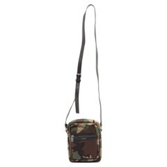 Green Camouflage printed canvas Saint Laurent Sacoche bag with silver-tone