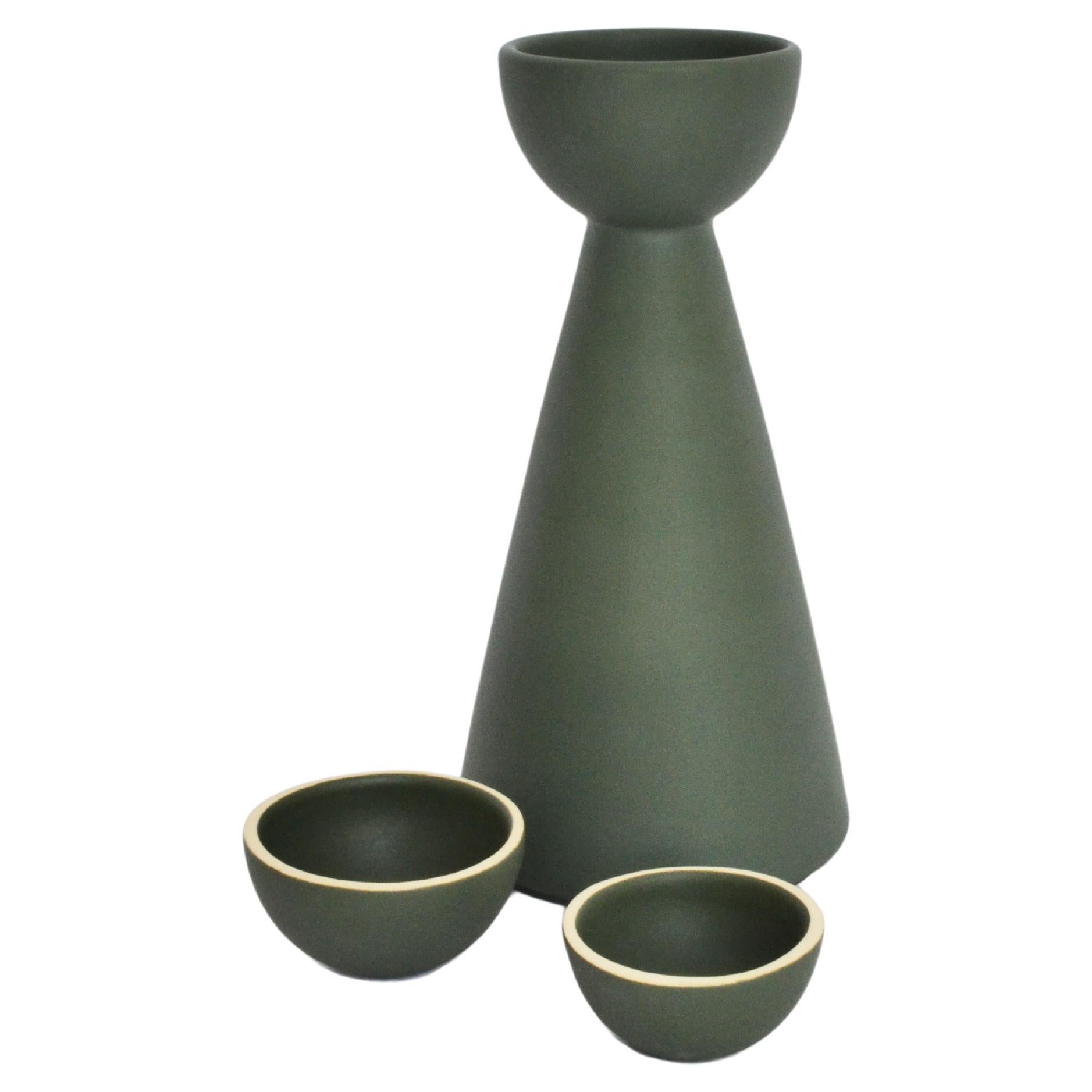 Green Carafe Contemporary Inspired by Traditional Jug Pitcher for Mezcal For Sale