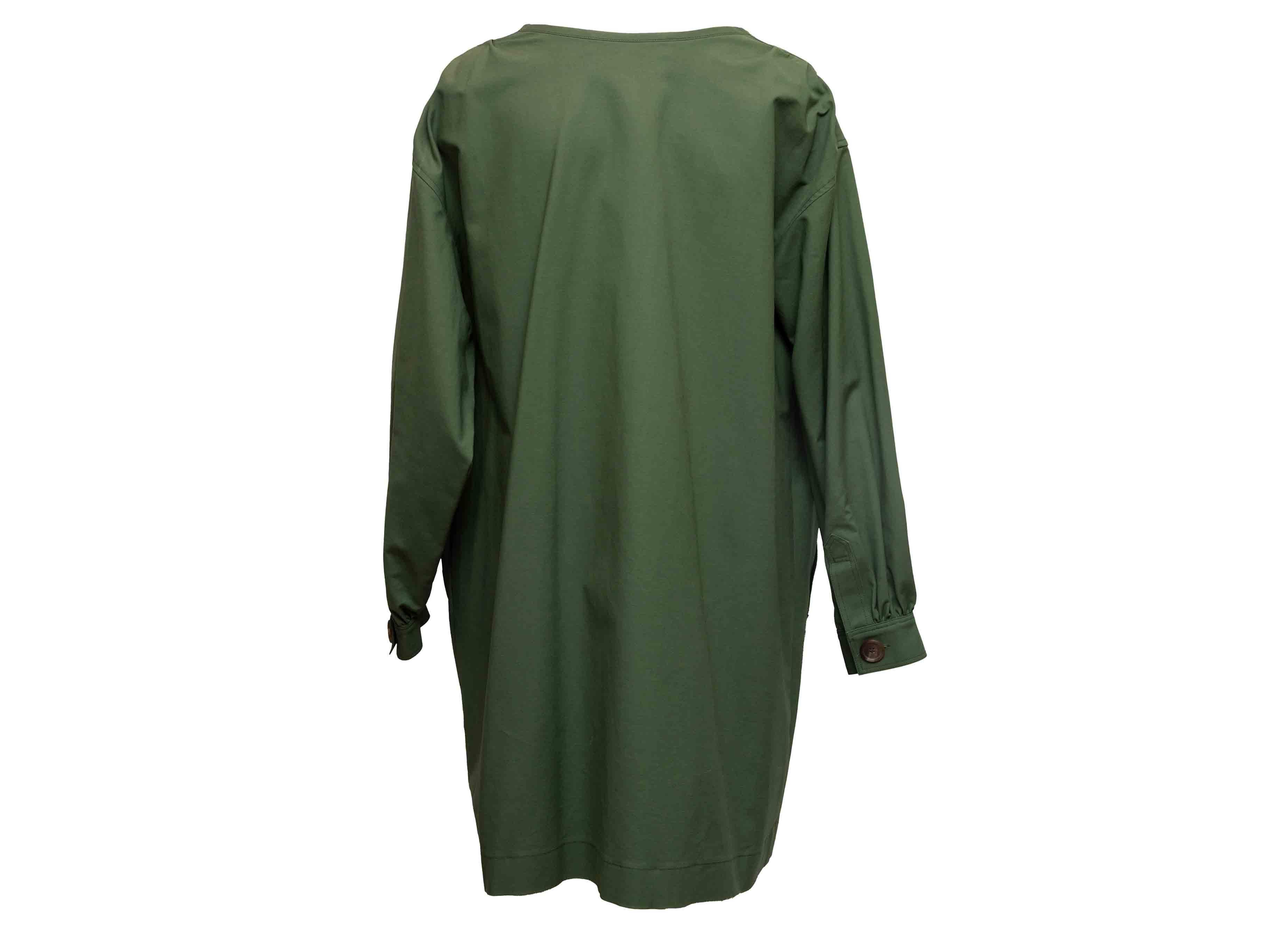 Women's Green Carolina Herrera Long Sleeve Button-Up Dress Size US 16 For Sale