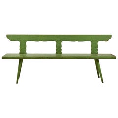 Green Carved Swedish Bench