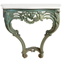 Green Carved Wall Mount Console