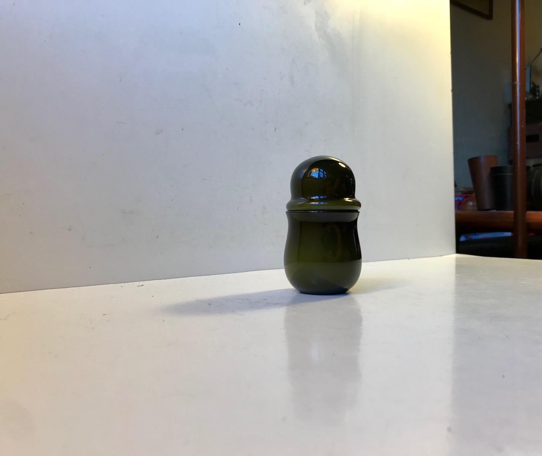 Danish Green Cased 'Palet' Pill Jar by Michael Bang for Holmegaard