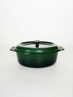 Green cast iron casserole dish, France, 1970