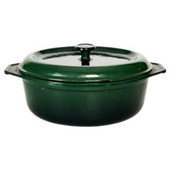 Green cast iron casserole dish, France, 1970