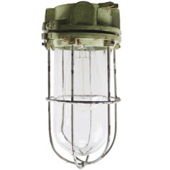 Green Cast Vintage Industrial Clear Glass Flush Mount by Industria Rotterdam