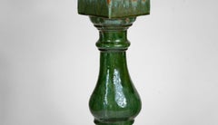Green Ceramic and Brass Baluster Lamp