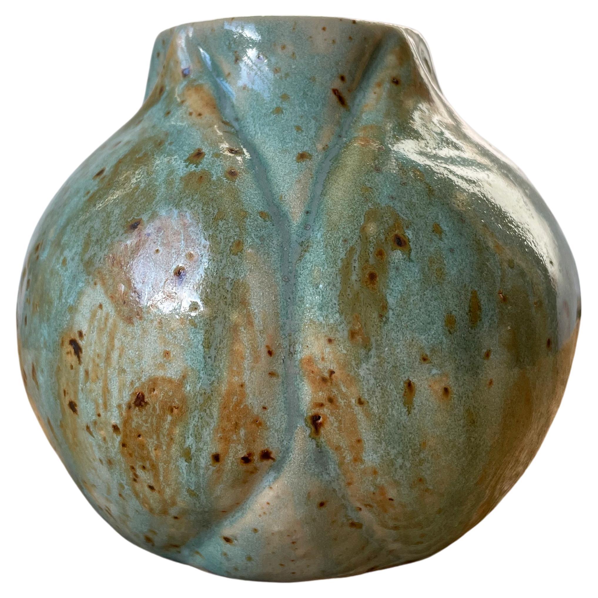 Green Ceramic Artichoke Shaped Vase, 1990