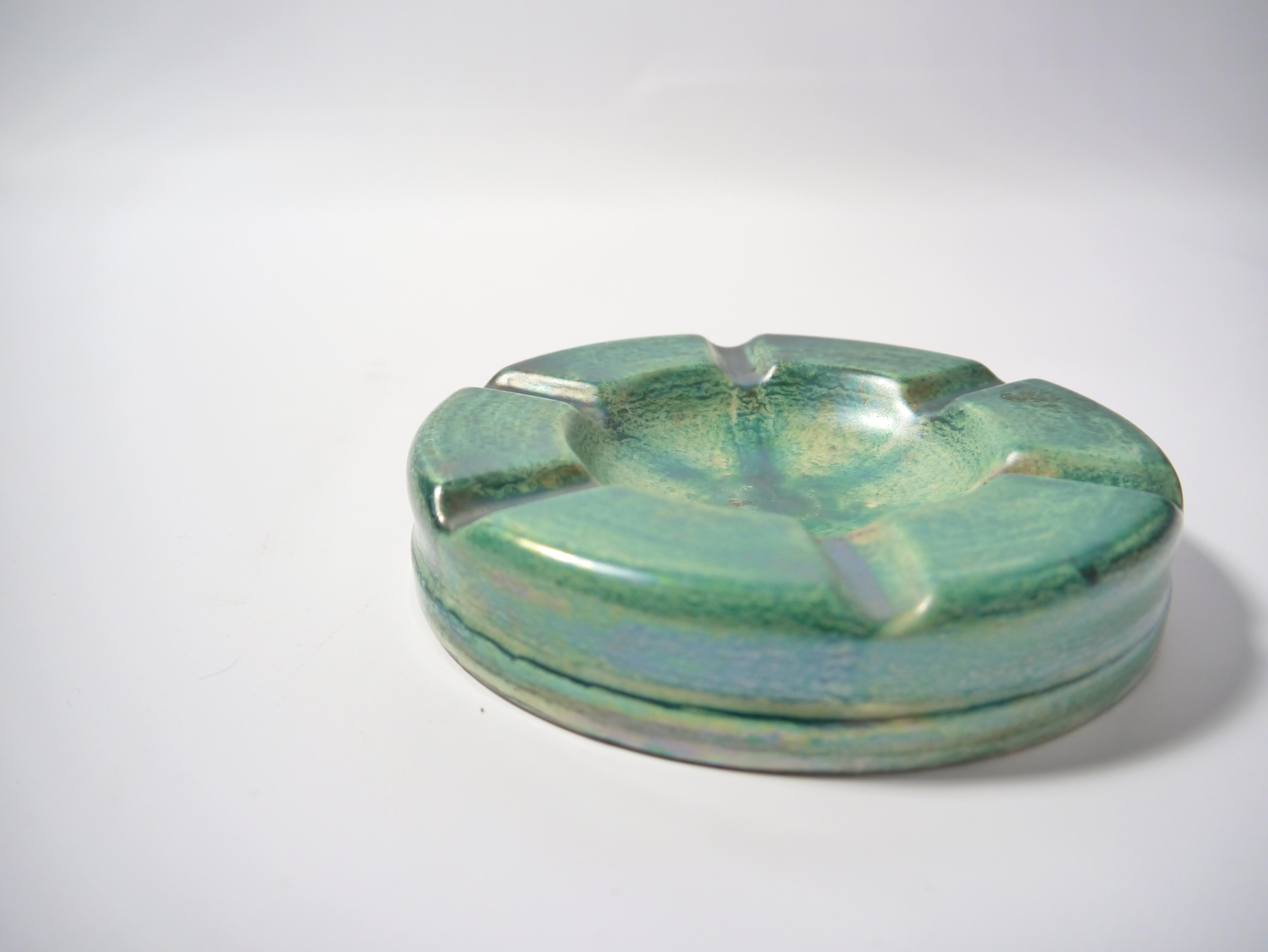 Cenicero Art Decó de cerámica verde de Josef Ekberg para Gustavsberg, Suecia 1930 Glaseado en venta