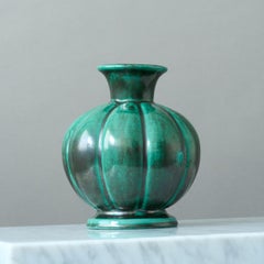 Vase Artful Green en céramique d'Anna-Lisa Thomson, St Eriks, Suède, années 1930.
