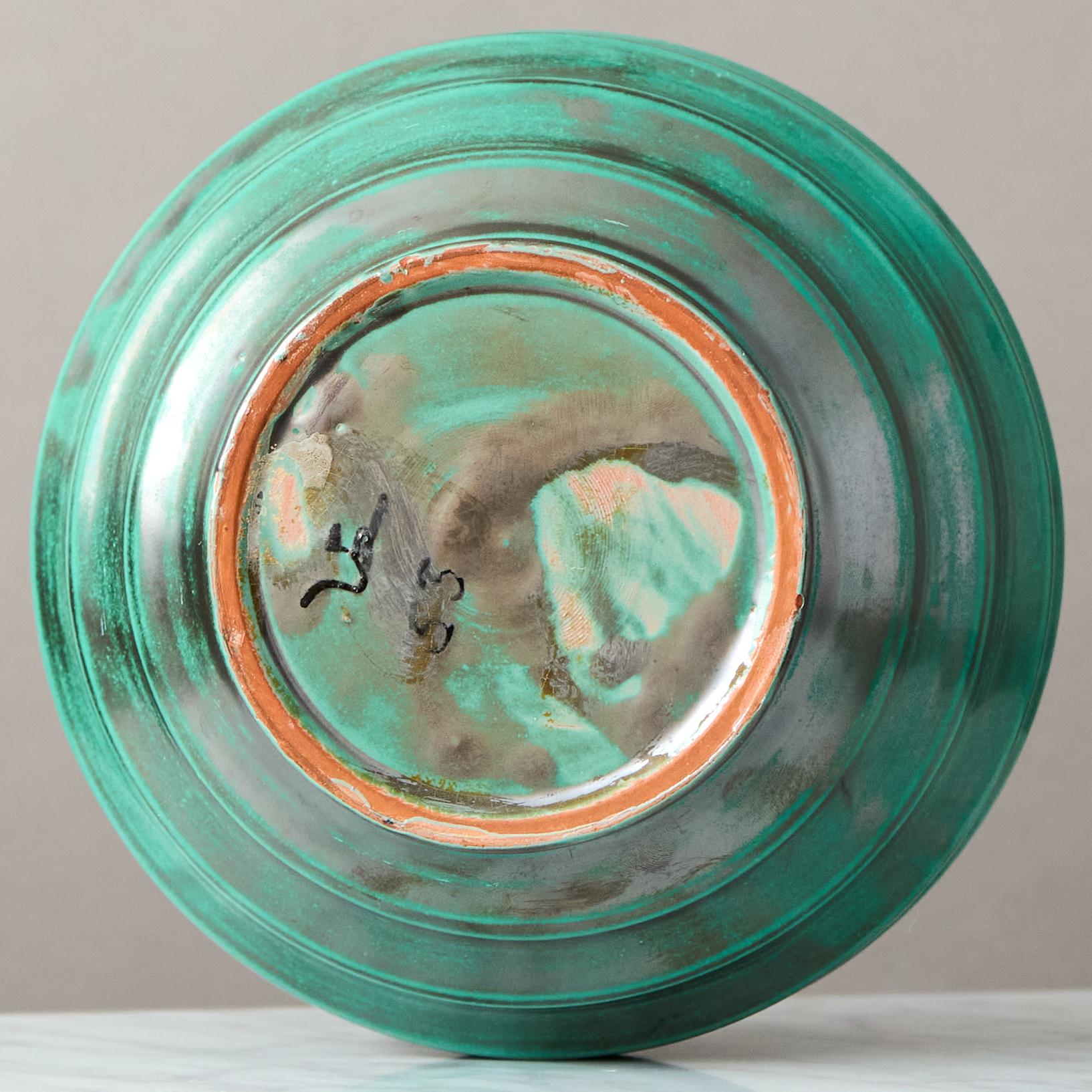Green Ceramic Art Deco Vase by Upsala Ekeby, Sweden, 1930s For Sale 2