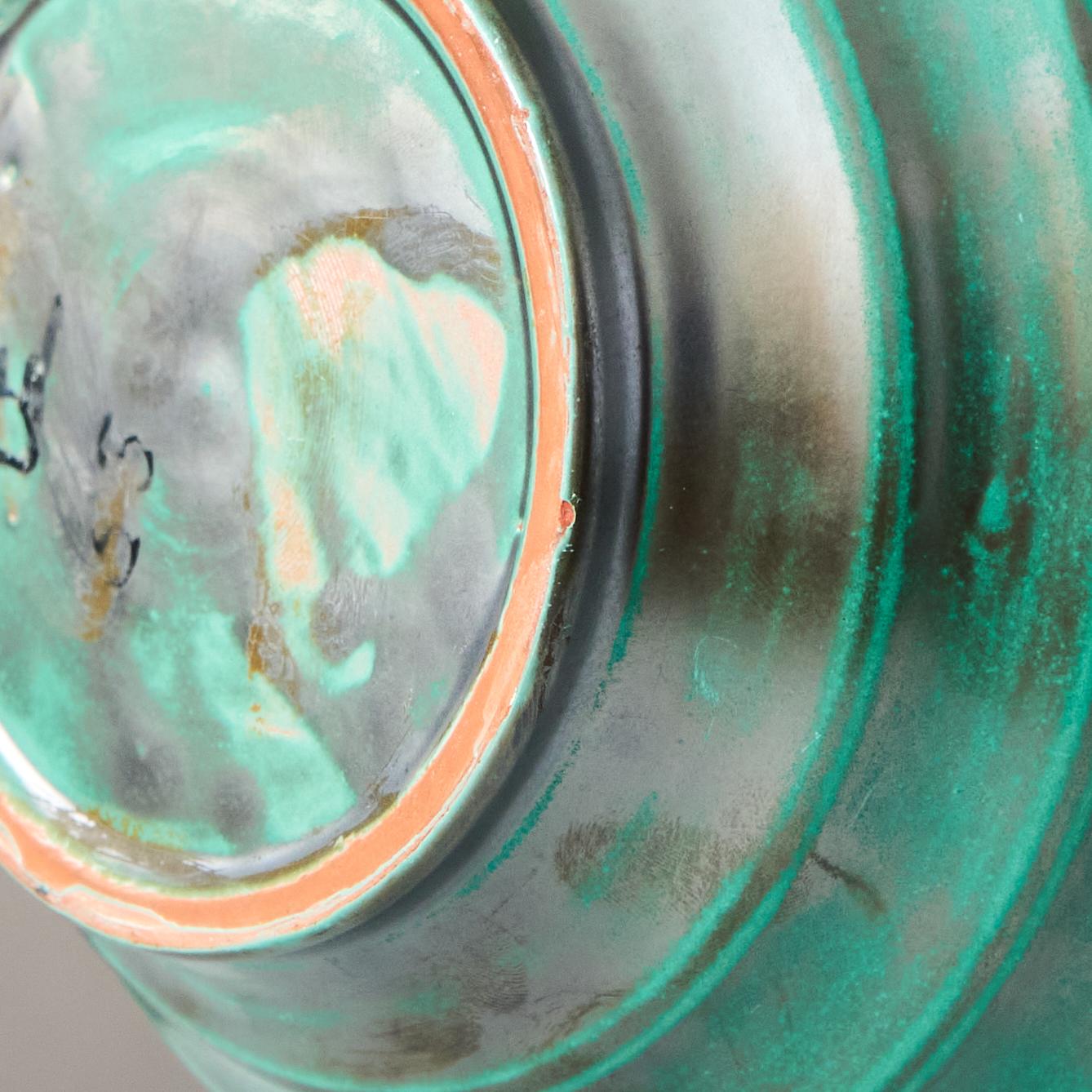 Green Ceramic Art Deco Vase by Upsala Ekeby, Sweden, 1930s For Sale 3
