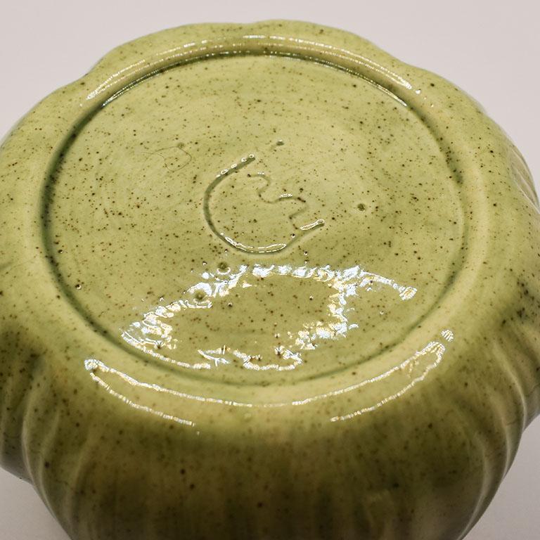 American Green Ceramic Artichoke Sugar Bowl with Spoon