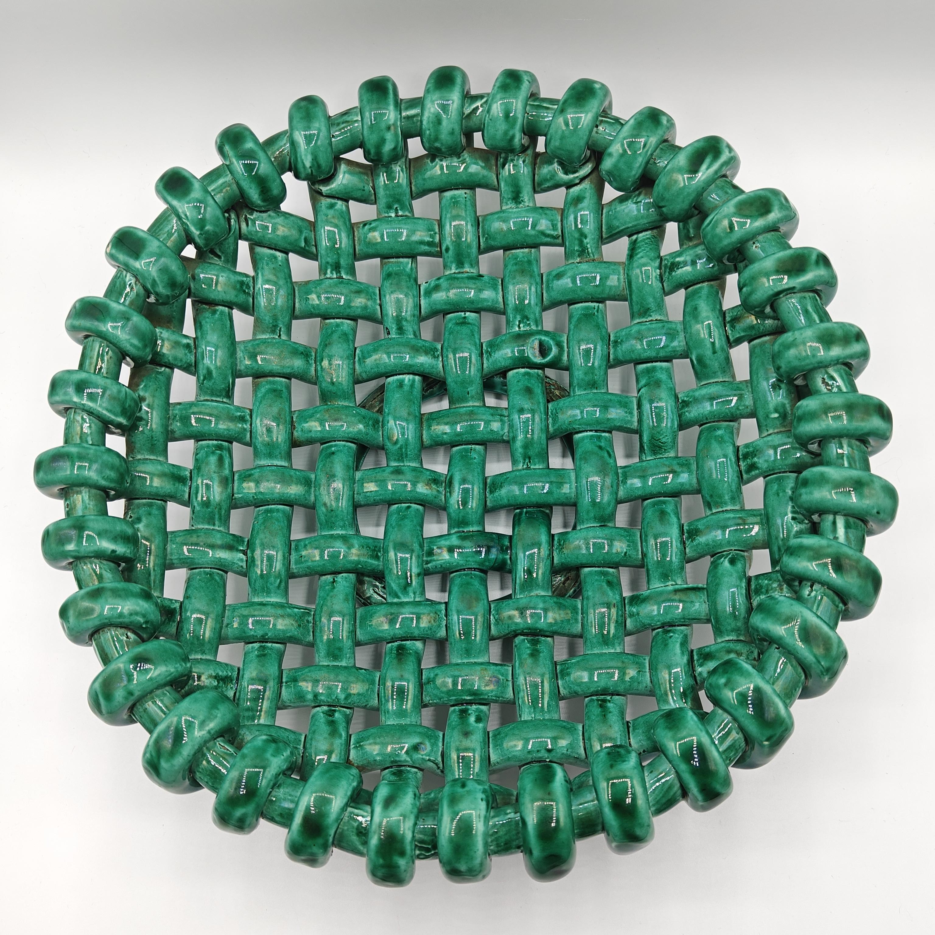 French Green ceramic bowl by Jerome Massier 