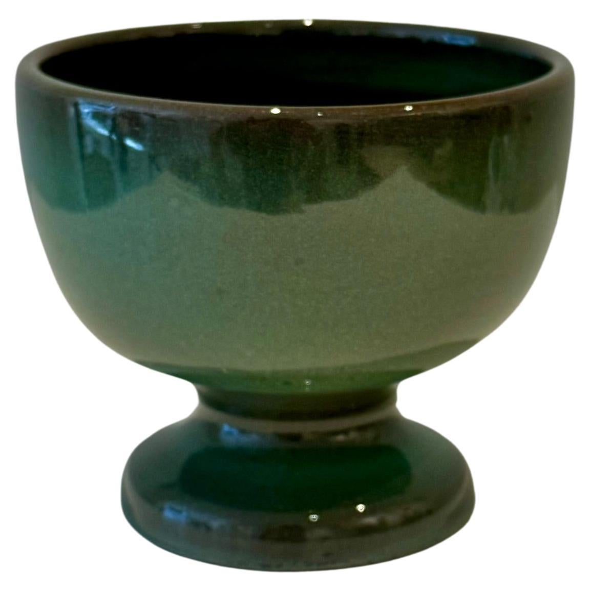 Green Ceramic Cup Signed by Ruelland For Sale