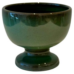 Retro Green Ceramic Cup Signed by Ruelland