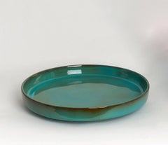 Green Ceramic Dish Signed by Ruelland