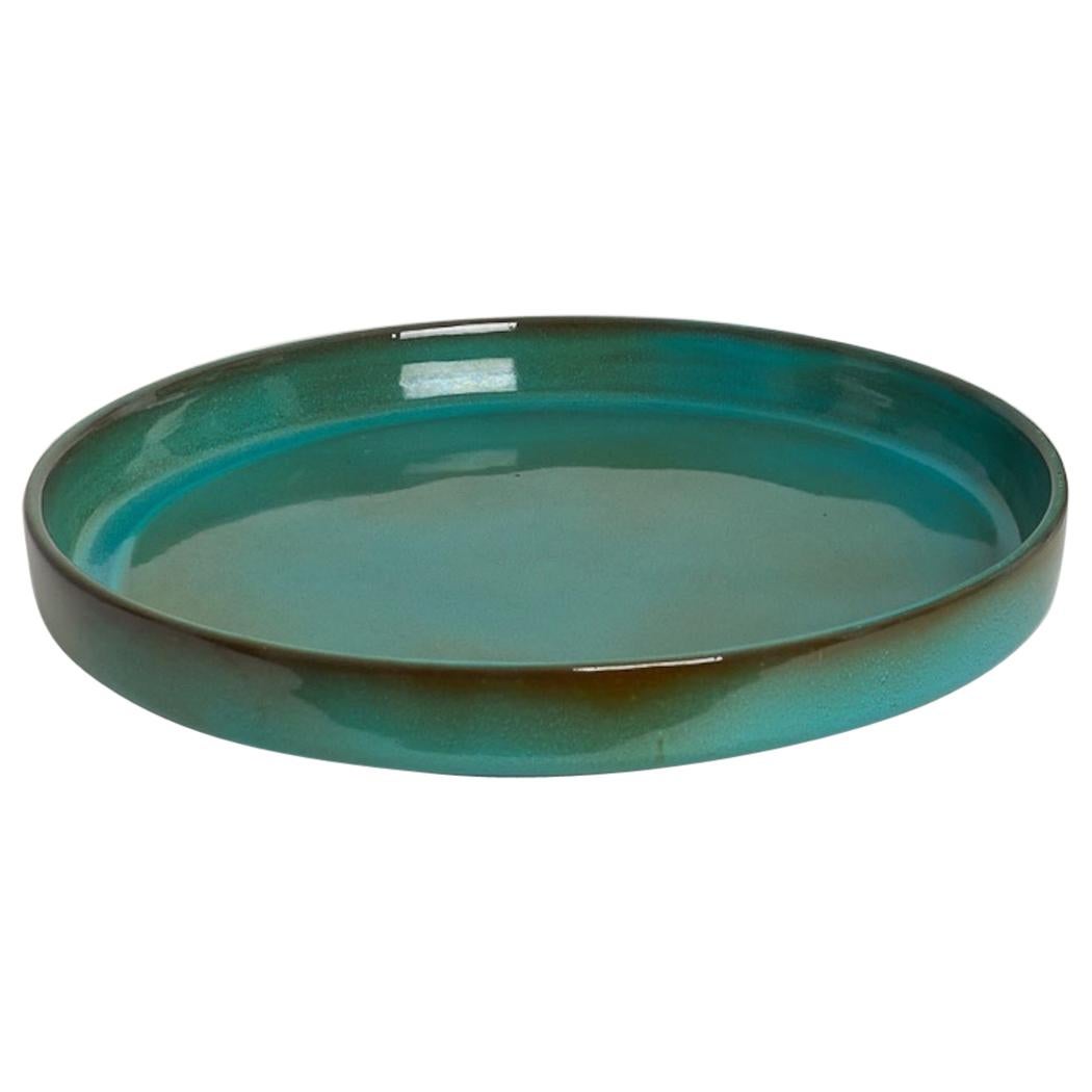 Green Ceramic Dish Signed by Ruelland