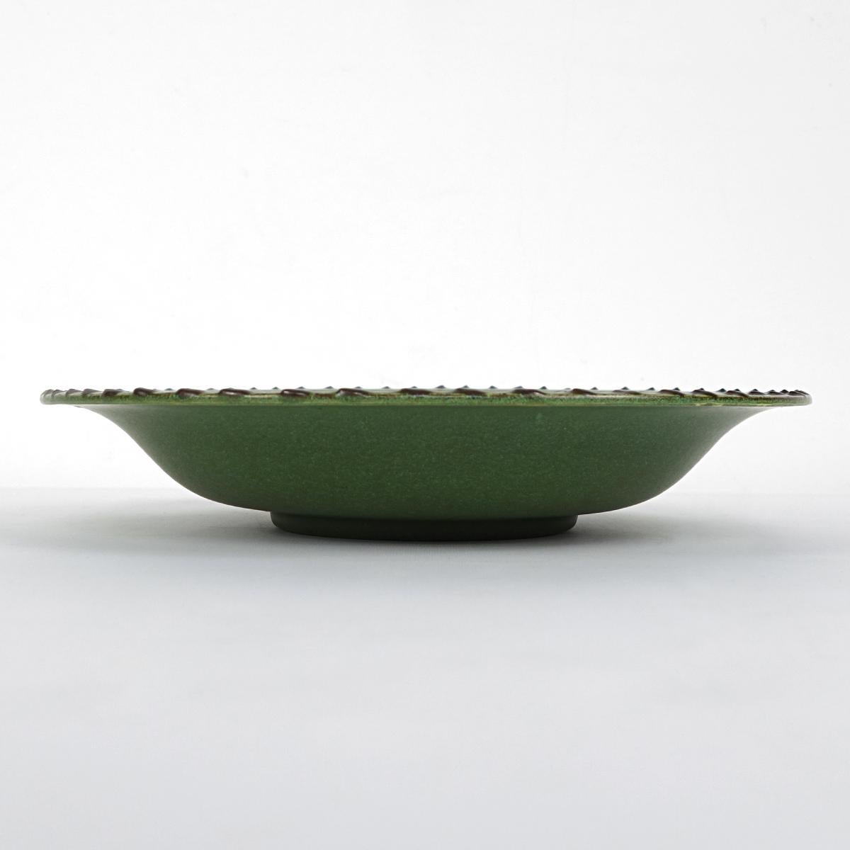 Art Deco Green Ceramic Early 20th Century Wall Plate Attributed to Alka
