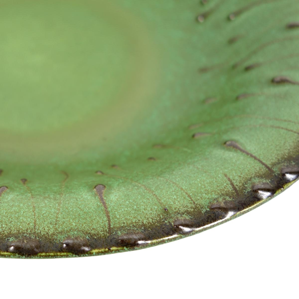 German Green Ceramic Early 20th Century Wall Plate Attributed to Alka