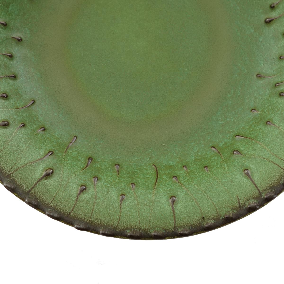 Green Ceramic Early 20th Century Wall Plate Attributed to Alka For Sale 2