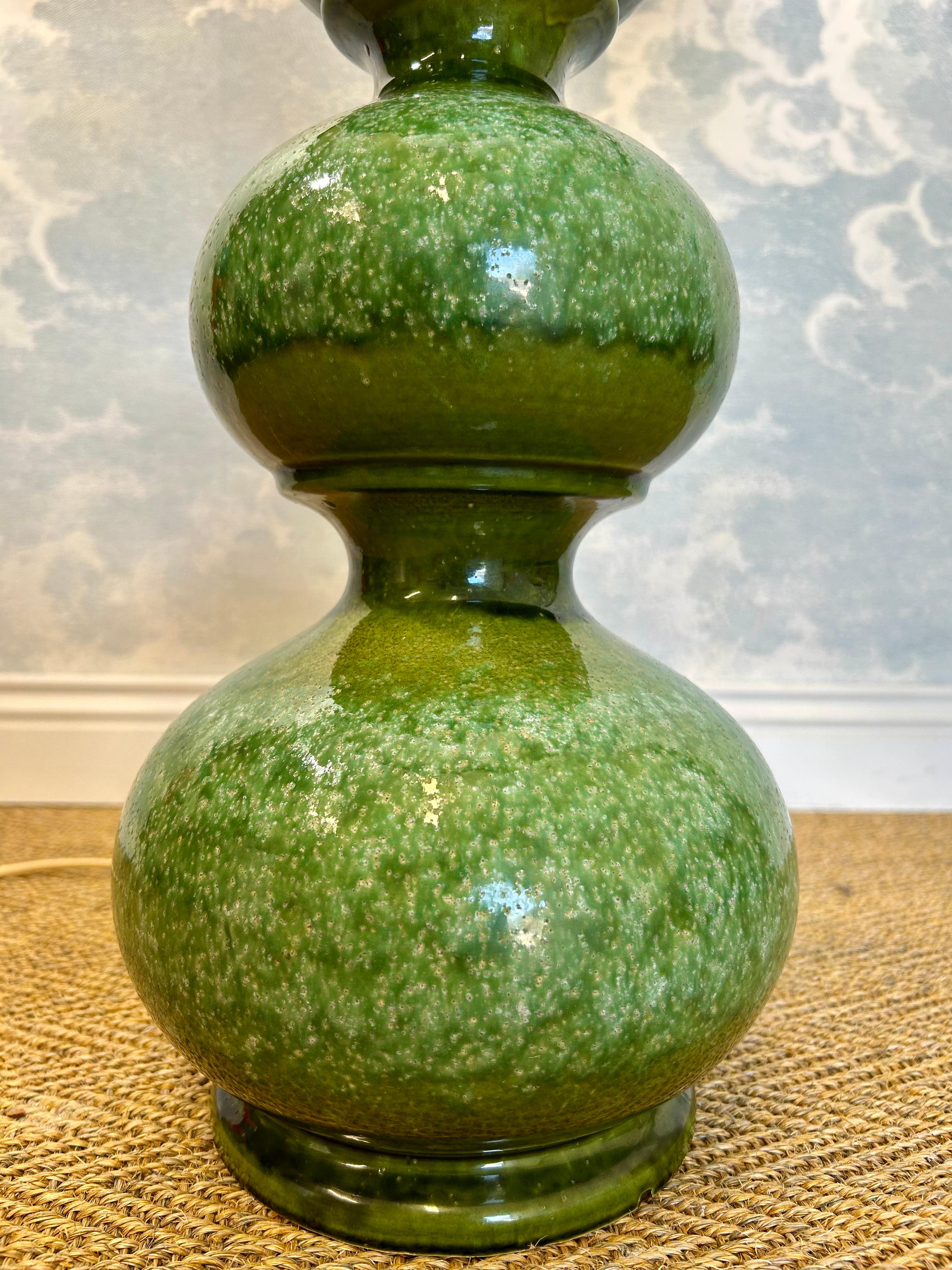 Tedesco Lampada da terra/da tavolo in ceramica verde, Kaiser Leuchten, Germania 1960s in vendita
