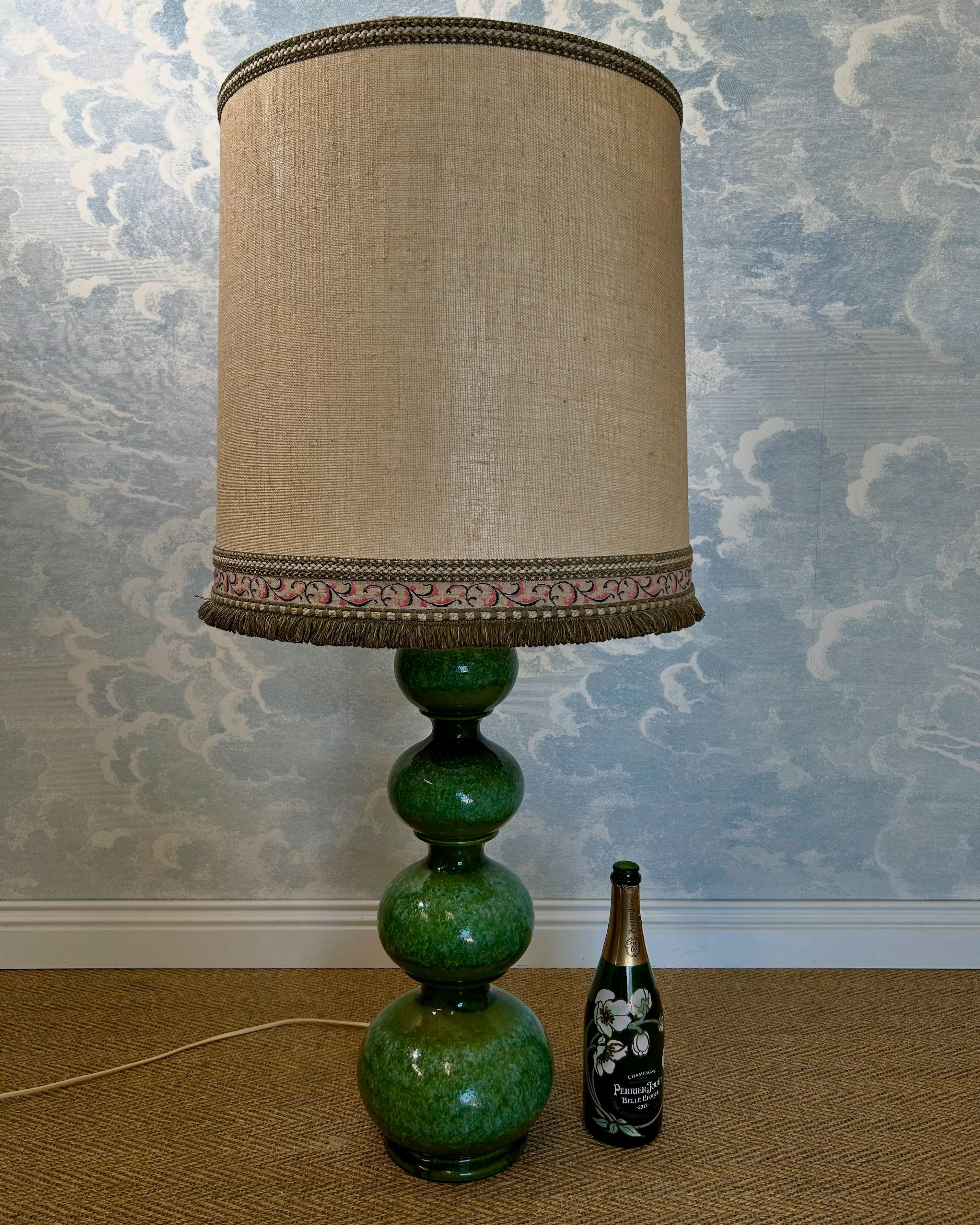 Smaltato Lampada da terra/da tavolo in ceramica verde, Kaiser Leuchten, Germania 1960s in vendita