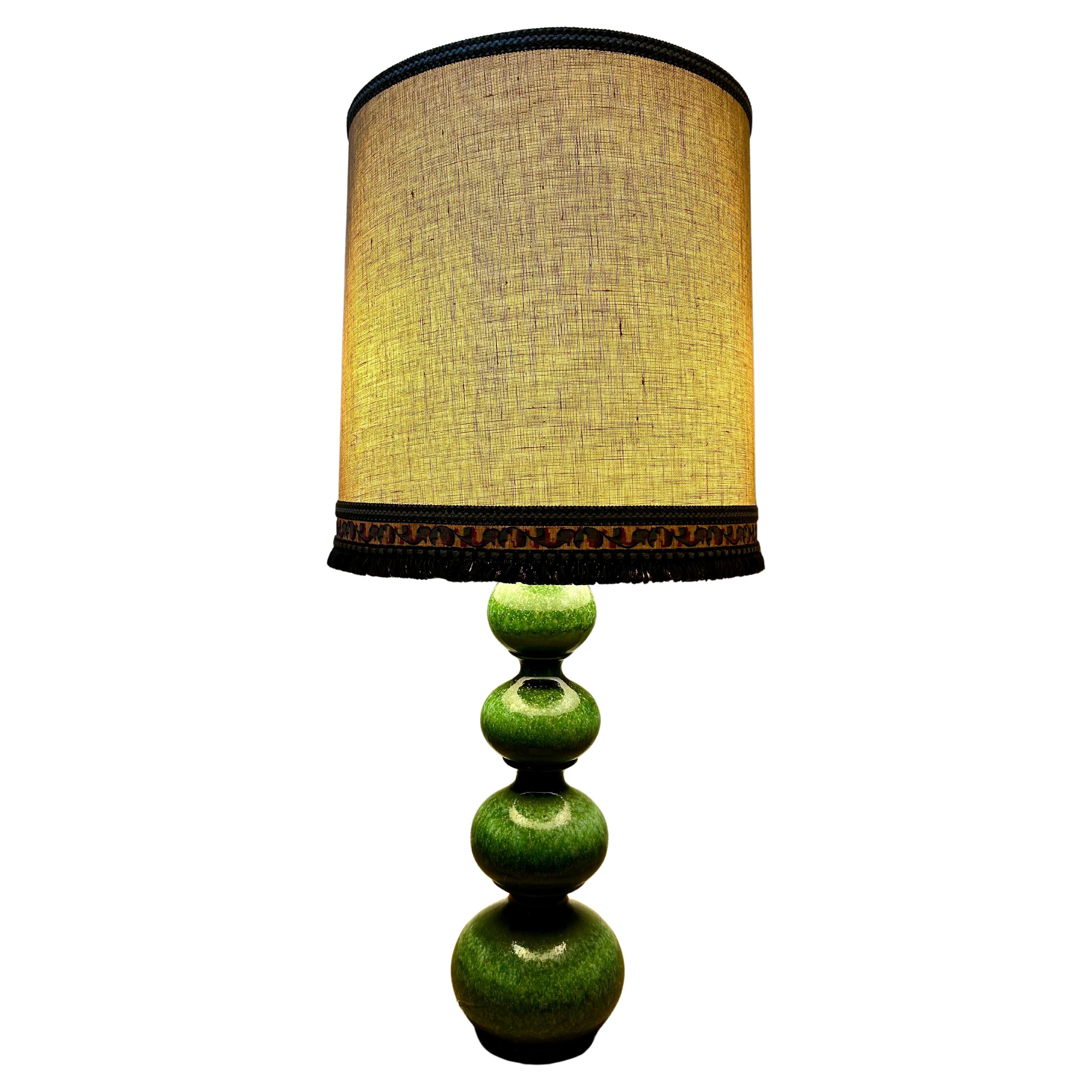 Lampada da terra/da tavolo in ceramica verde, Kaiser Leuchten, Germania 1960s in vendita