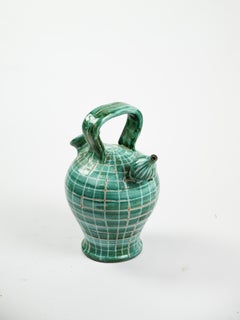 Green ceramic Gargoulette by Robert Picault, Vallauris, France