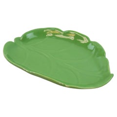 Green ceramic leaf tidy by Madoura Vallauris circa 1950