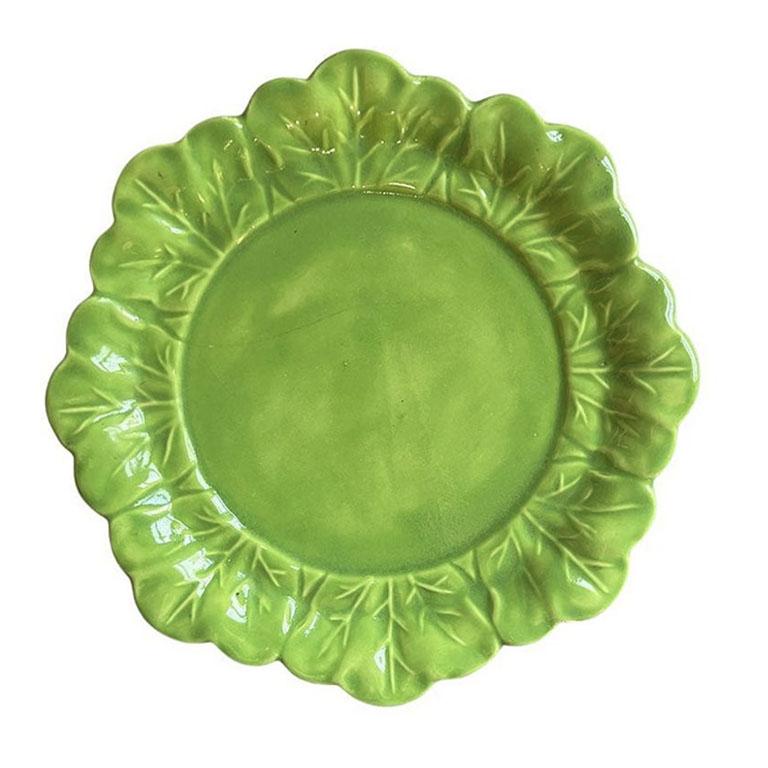 Green Ceramic Lettuce Cabbageware Serving Tureen after Dodie Thayer, 1978 In Good Condition For Sale In Oklahoma City, OK