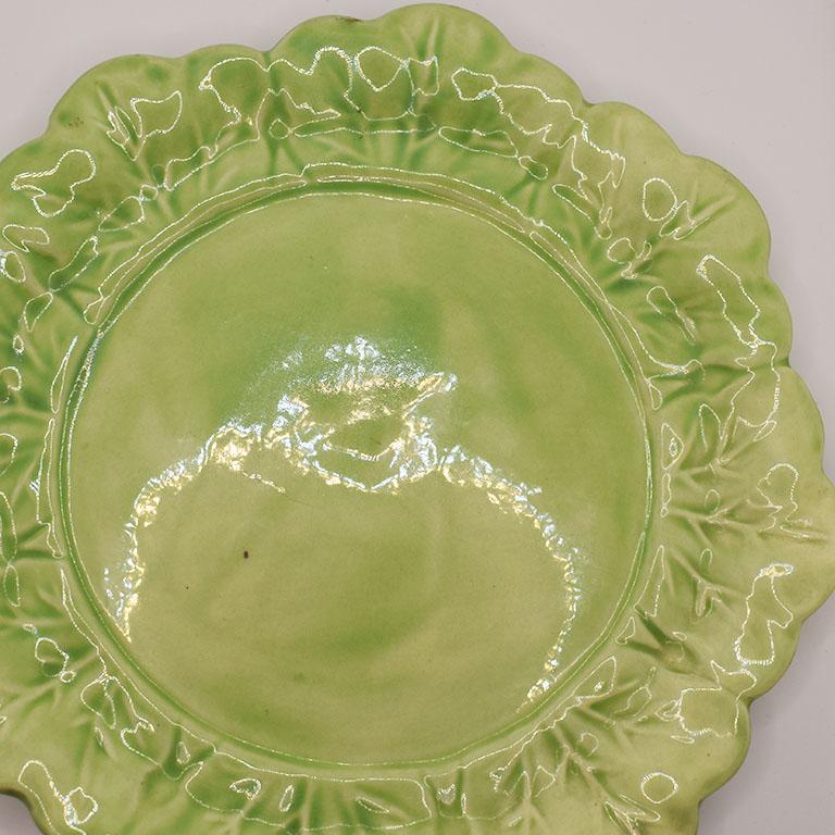 Mid-Century Modern Green Ceramic Lettuce Cabbageware Serving Tureen after Dodie Thayer For Sale