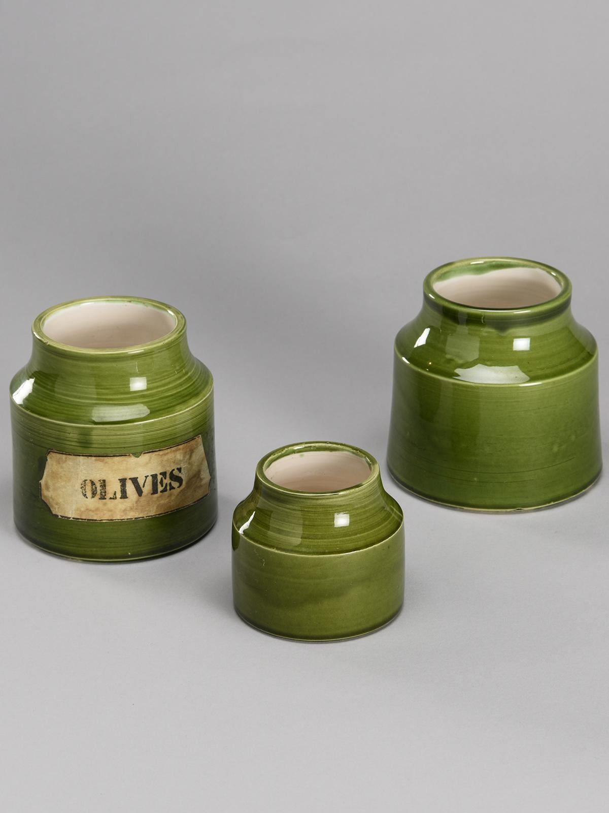 Pots en céramique verte de Mado Jolain, vers 1960 en vente 3